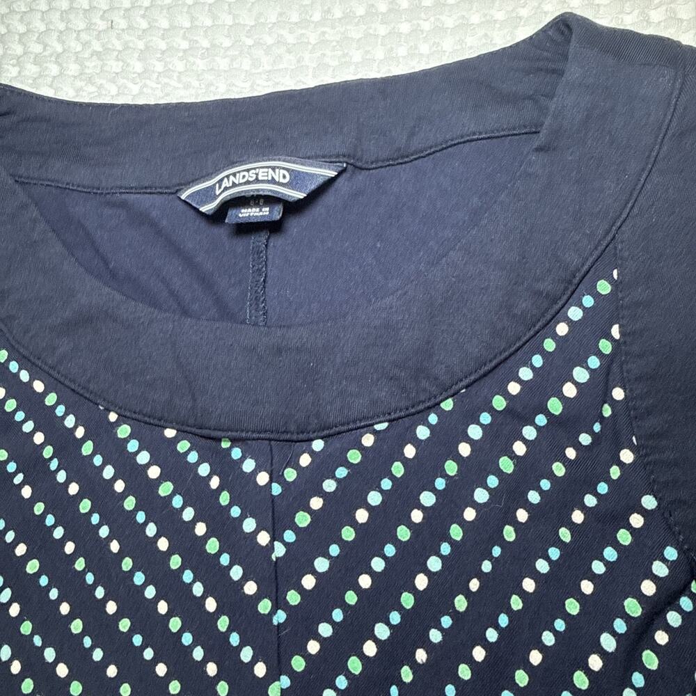 Lands End Maxi Dress Womens S/P Navy Colorful Polka Dot Sleeveless Comfort EUC - Picture 2 of 13